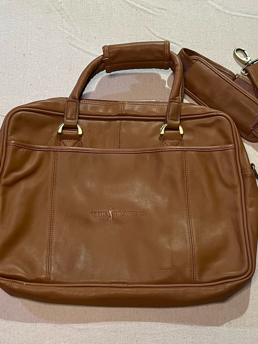 The Players Golf Laptop Briefcase by Mercury, Leather, Embossed, Handles, New